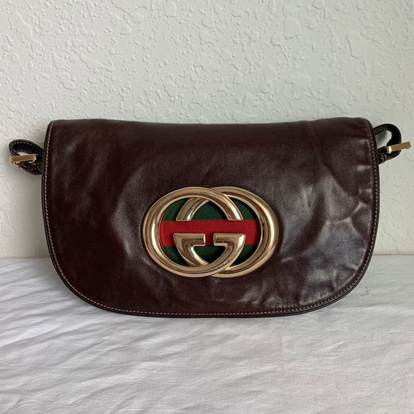🔴SOLD🔴GUCCI Brown Leather "Britt" Shoulder Bag - Picture 3 of 8